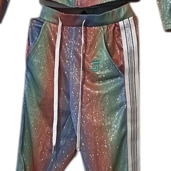 NWOT Shane Justin Glitter Rainbow Unicorn Women's Tracksuit, Size X-Small - Picture 12 of 15